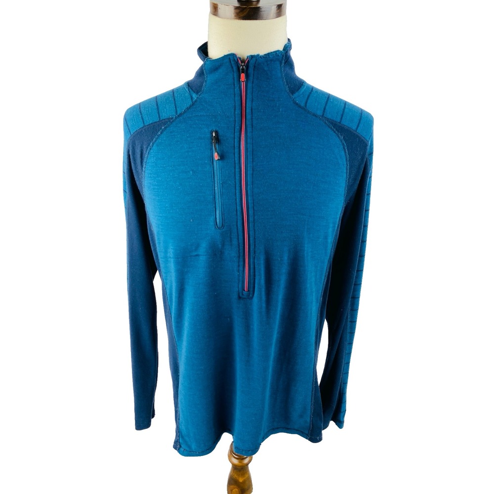 Men's Smartwool PhD NTS Mid 250 Funnel Half Zip Top Blue Sz XL 100% Merino Wool